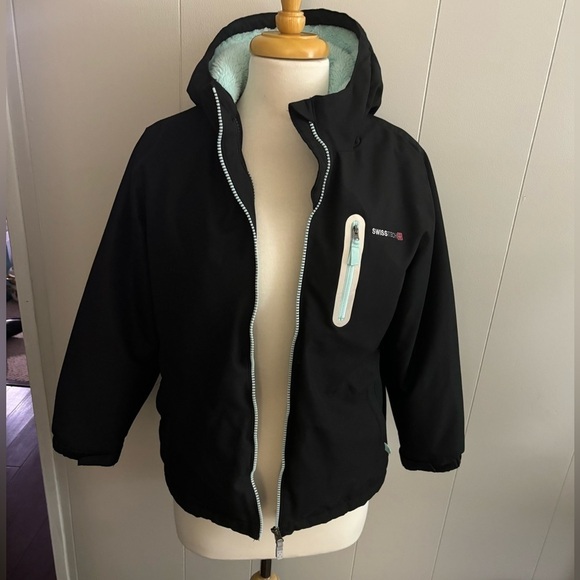 Swiss Tech Jackets & Blazers - COPY - SWISS TECH FULL ZIP UP DUAL ZIPPERS WOMENS XL BLACK TRIMMED IN BLUE/GREEN